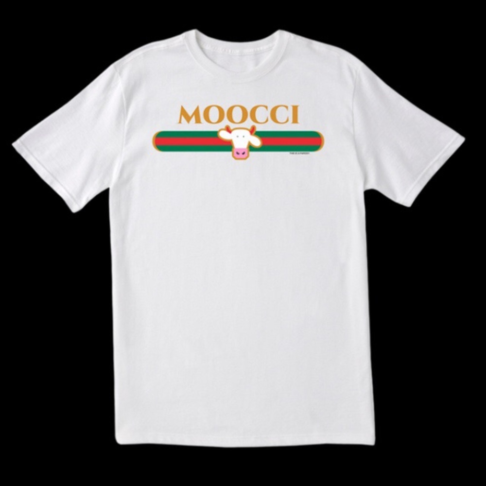 NWOT Cows Ice Cream Co MOOCCI Haute COWture Parody Line Tee Size XS